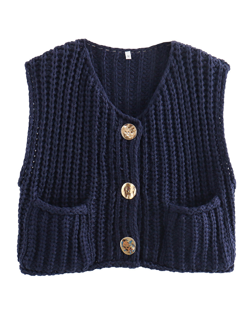 Cozy Up Knit Vest Dark Blue