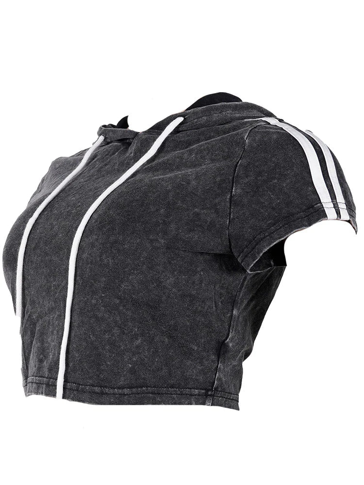 Washed Crop Hoodie & Wide Pants Set