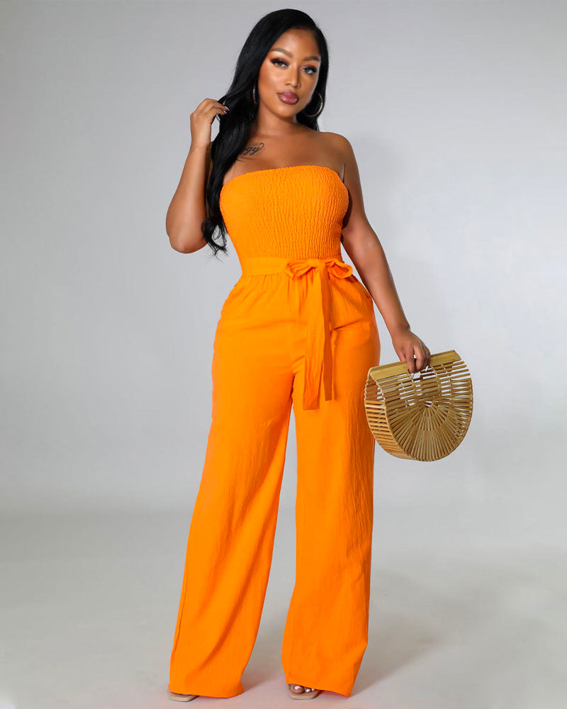 Spring Fresh Strapless Jumpsuit Orange