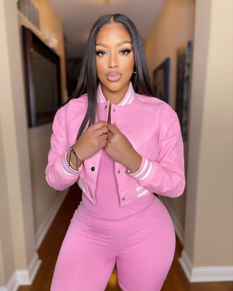 Varsity leather PINK