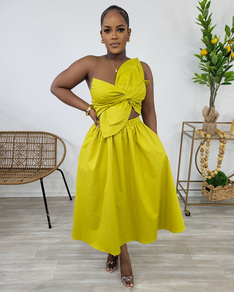 Call Me Fancy Midi Dress Yellow