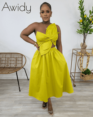 Call Me Fancy Midi Dress Yellow