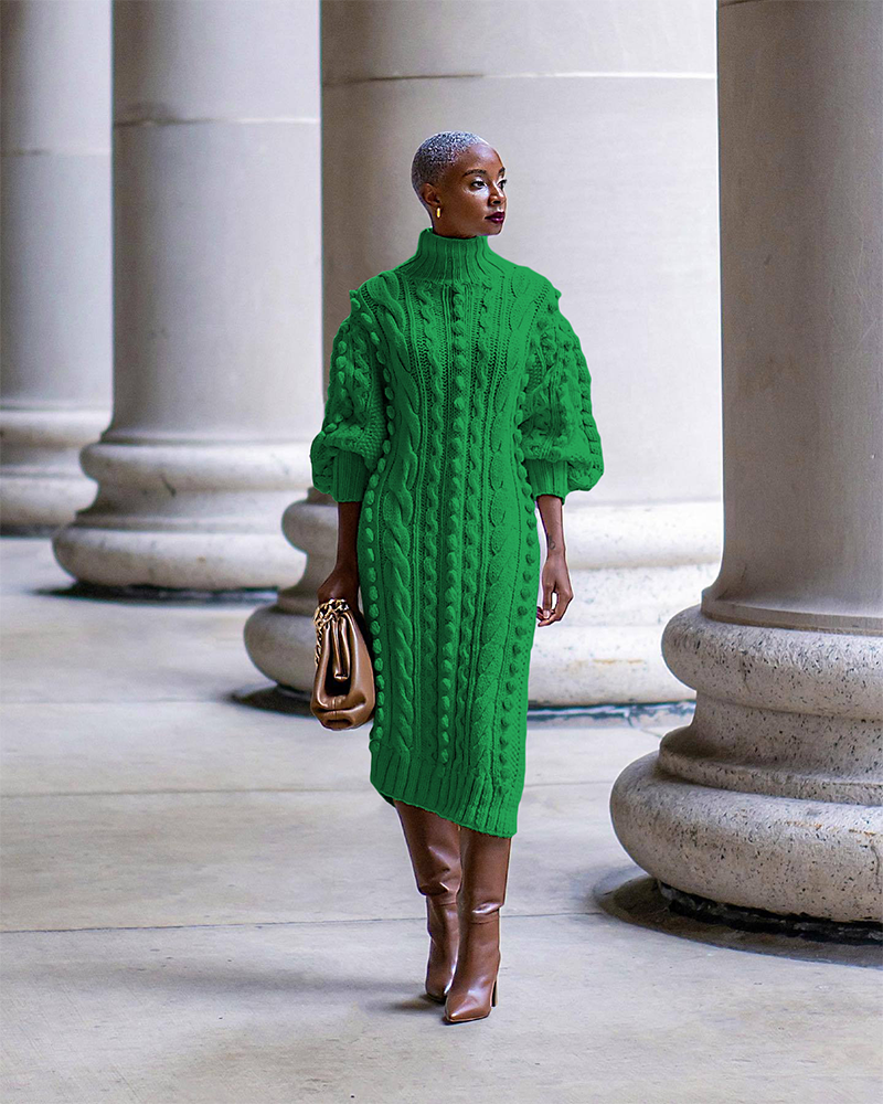 COZY SWEATER DRESS/TOP GREEN