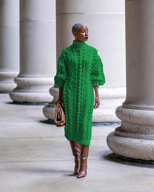 COZY SWEATER DRESS/TOP GREEN