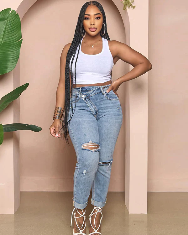 OUT THE WAY GIRL JEANS Light Denim