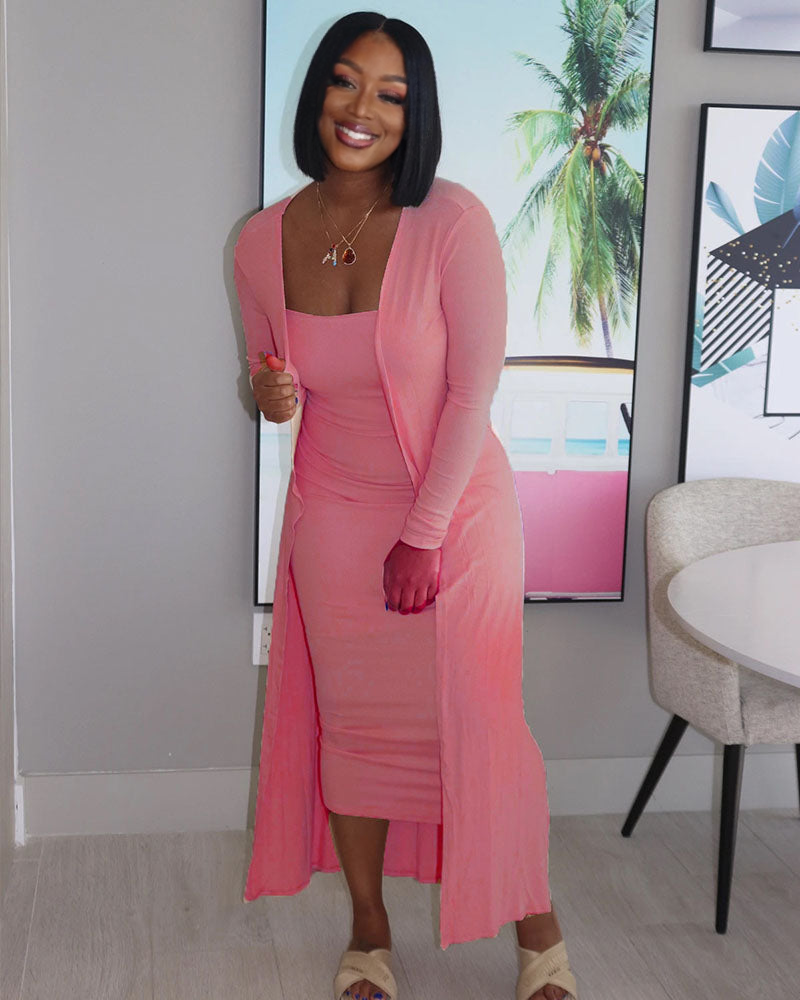 STRAPLESS DRESS SET PINK