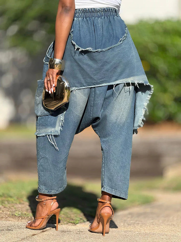 Harem Overlay Denim Joggers