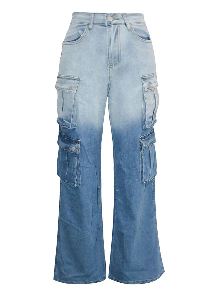 Gradient Wash Cargo Jeans