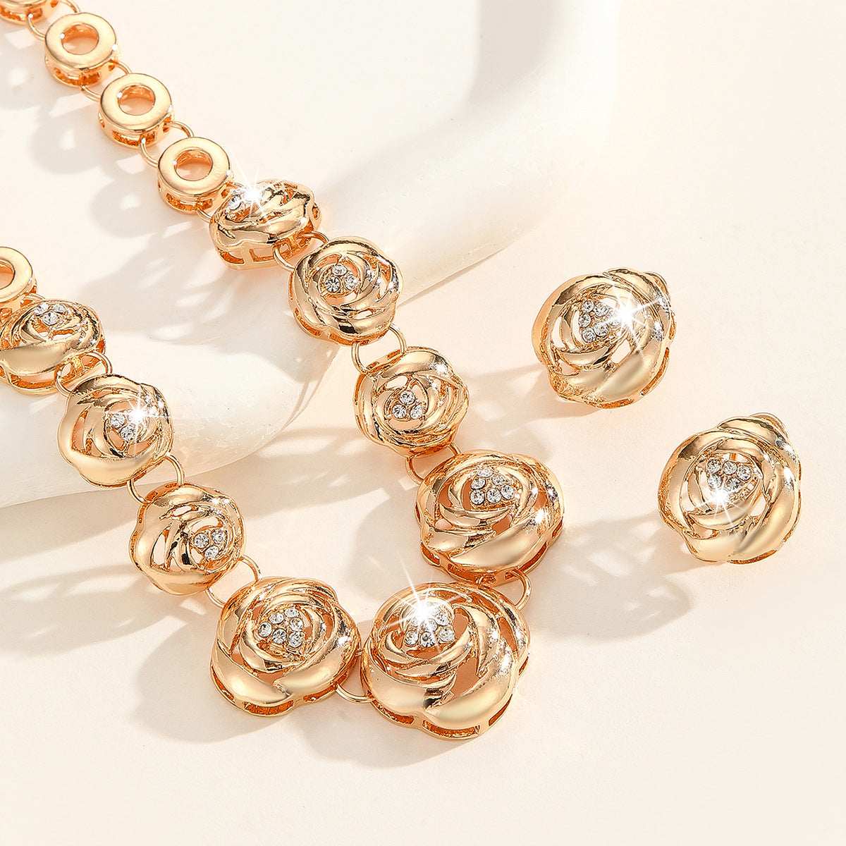 Crystal Rose Necklace and Earring Set