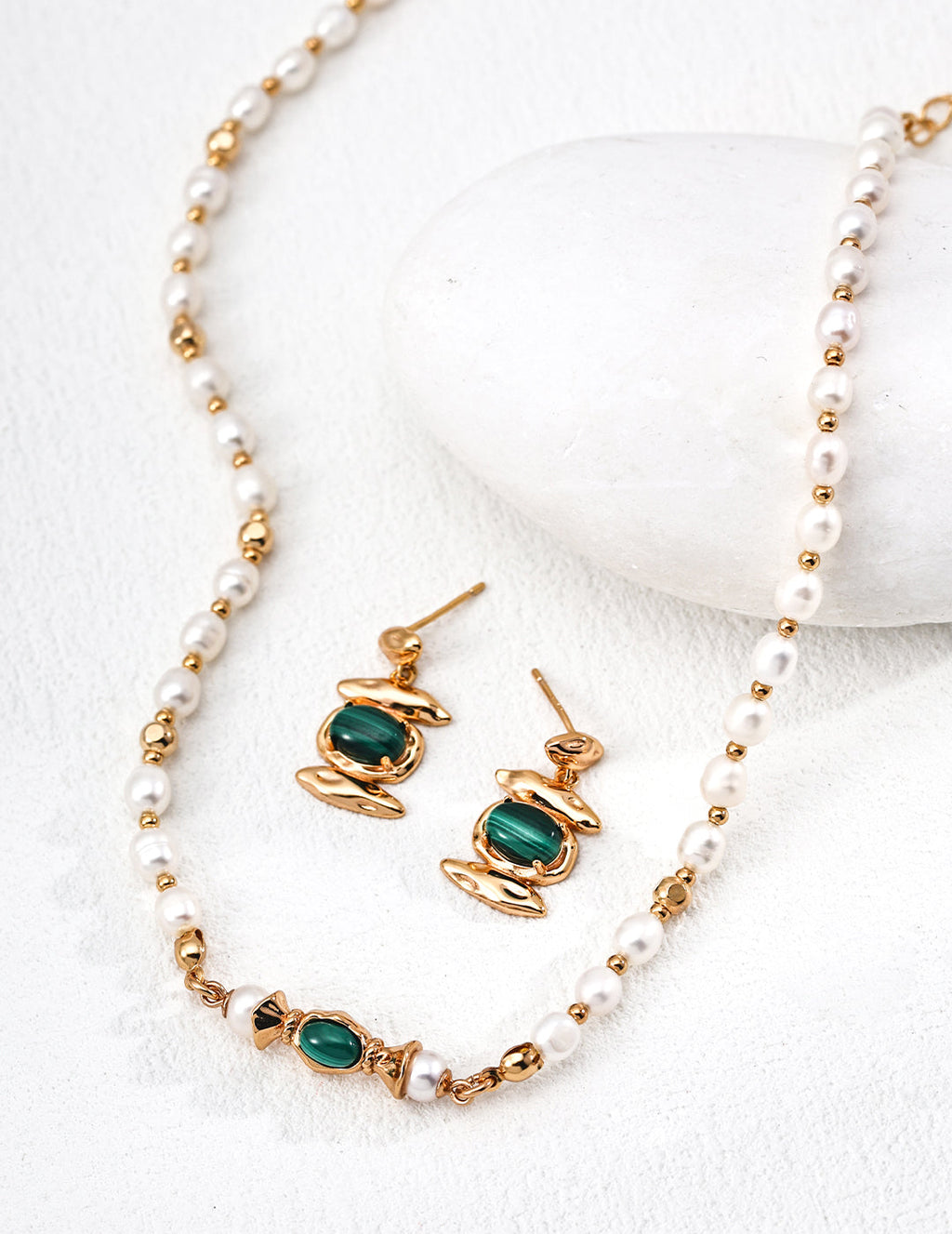 Vintage Natural Malachite Earrings