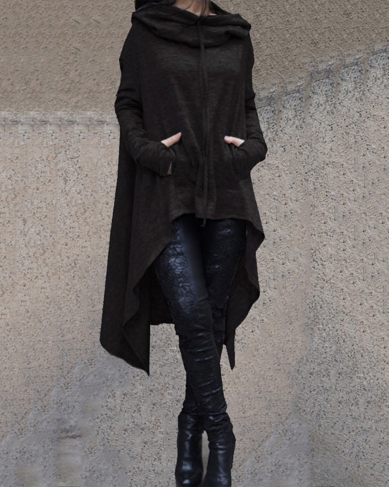High Low Hoodie Dress BLACK