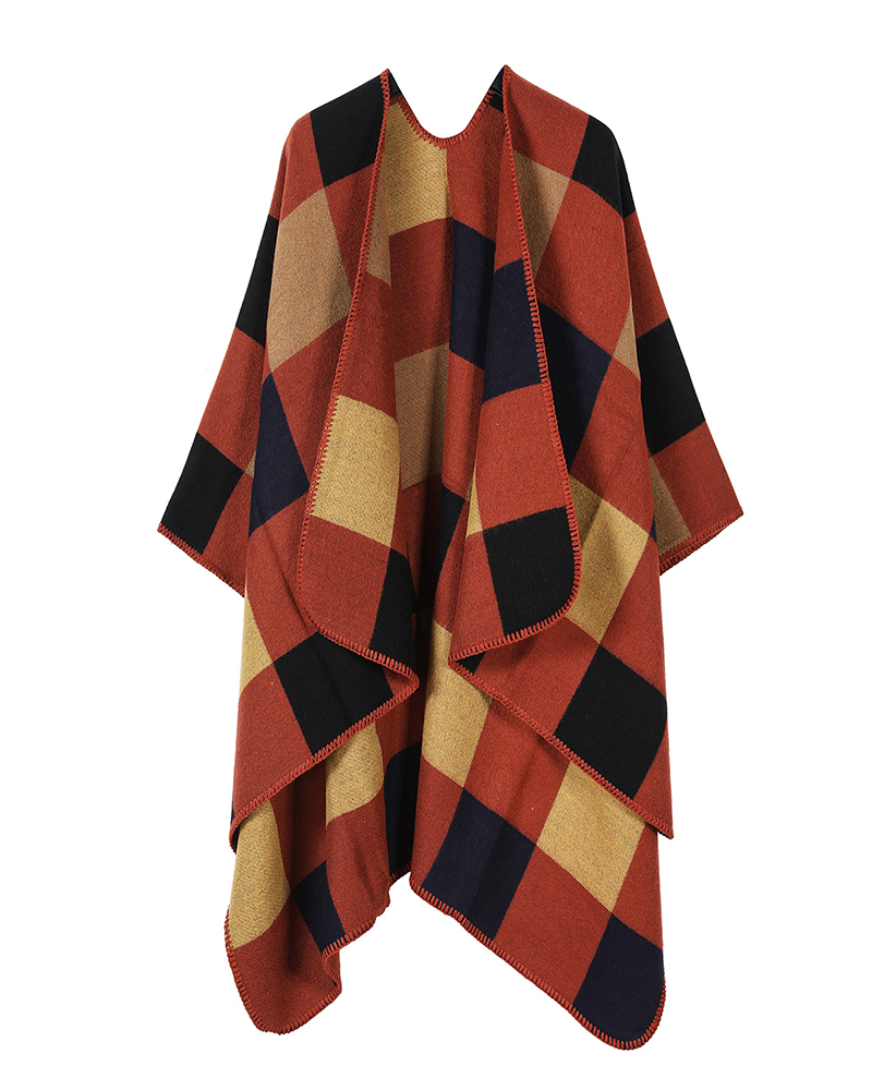 Color Weave Poncho Orange
