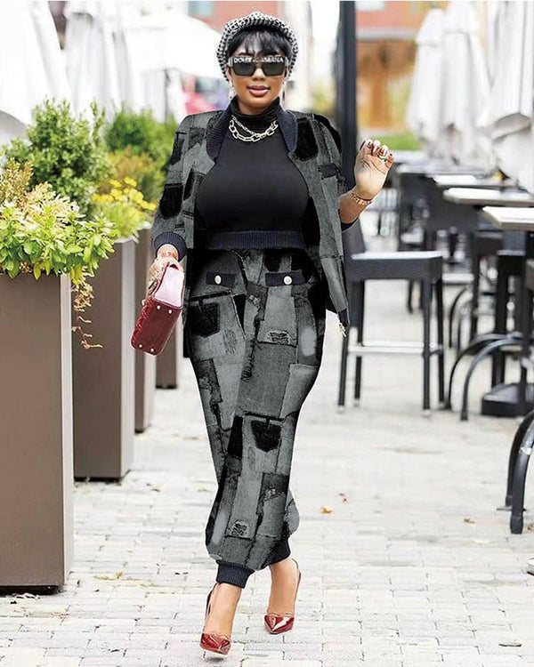 Celina Jacket & Pants Set Black-Print