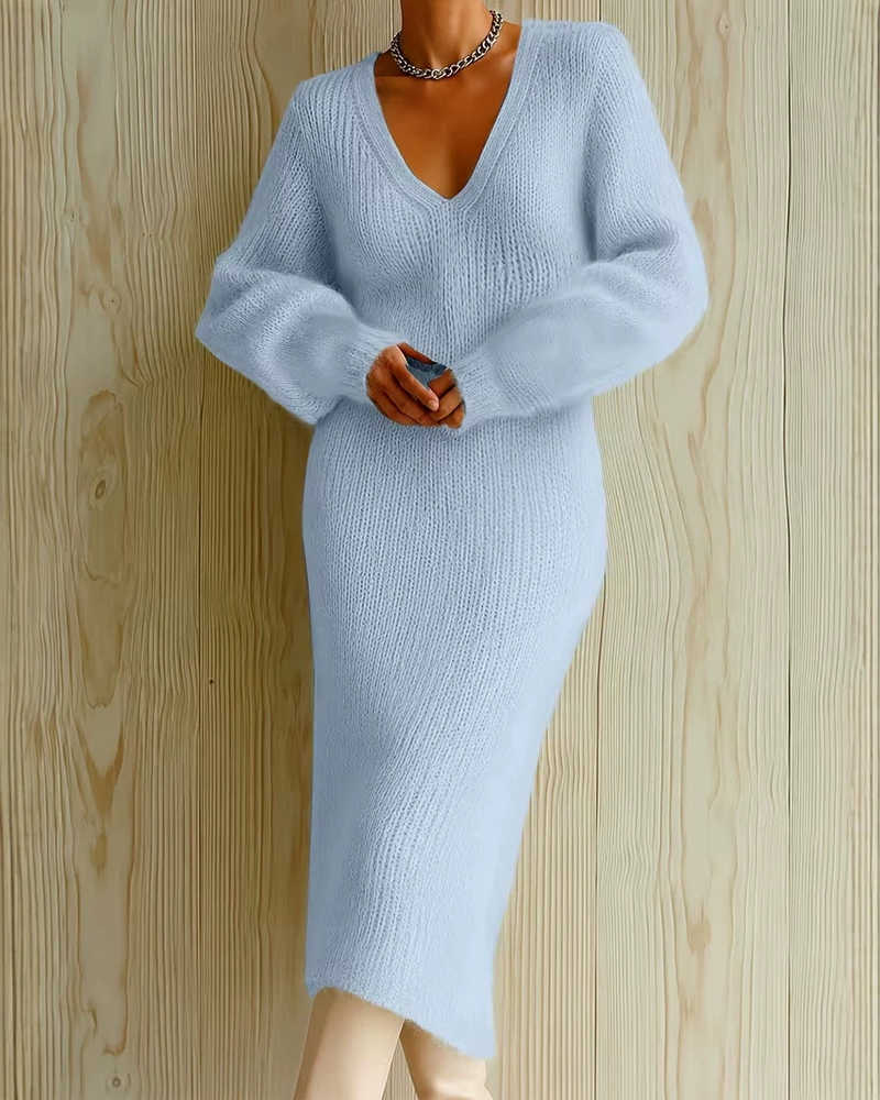 Cozy Season Puff Sweater Dress