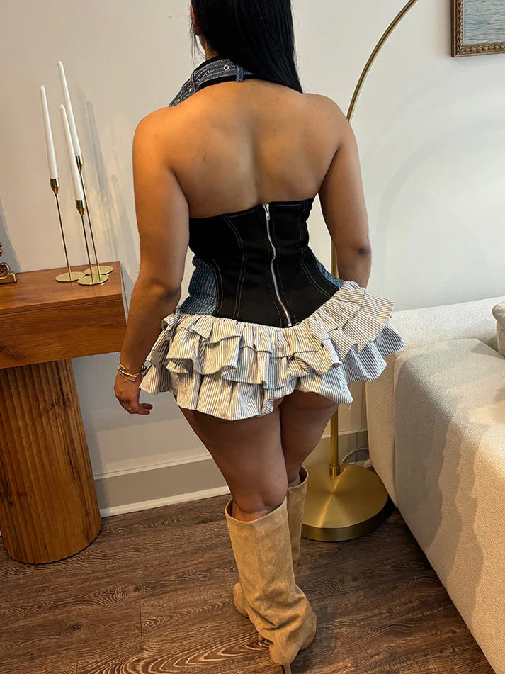 Halter Ruffle Mini Dress