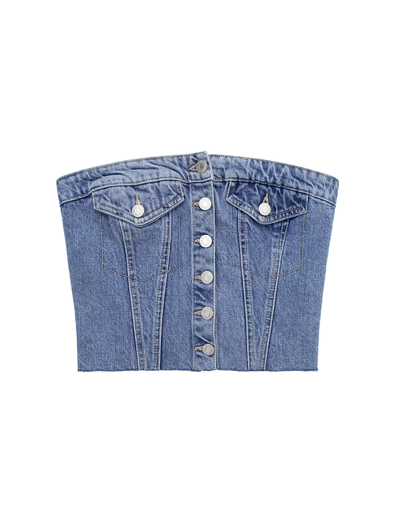 Billie Jean CORSET Crop Top Blue