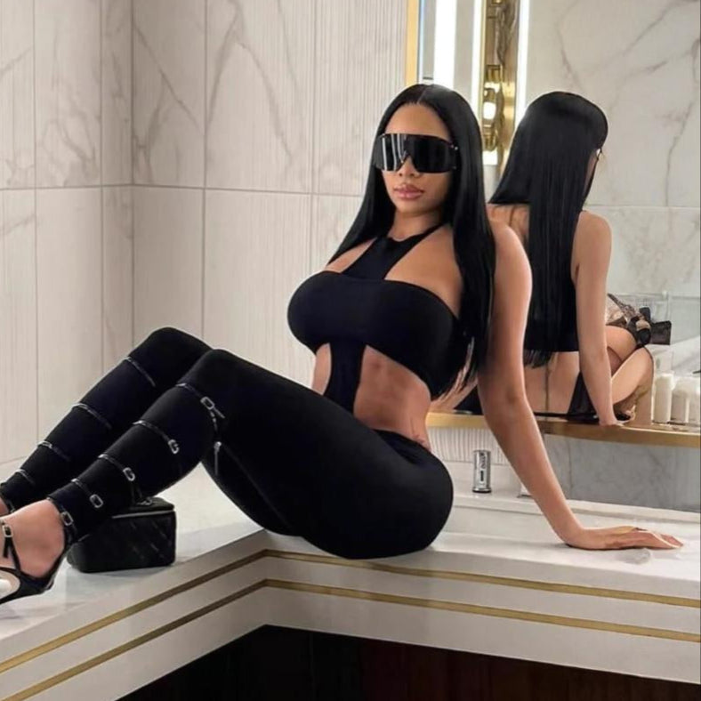 Layered Halter Strapless Jumpsuit Set
