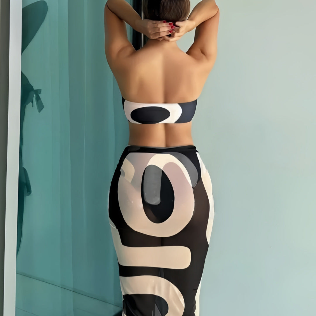 Two-Piece Bikini & Beach Skirt Swimsuit Set