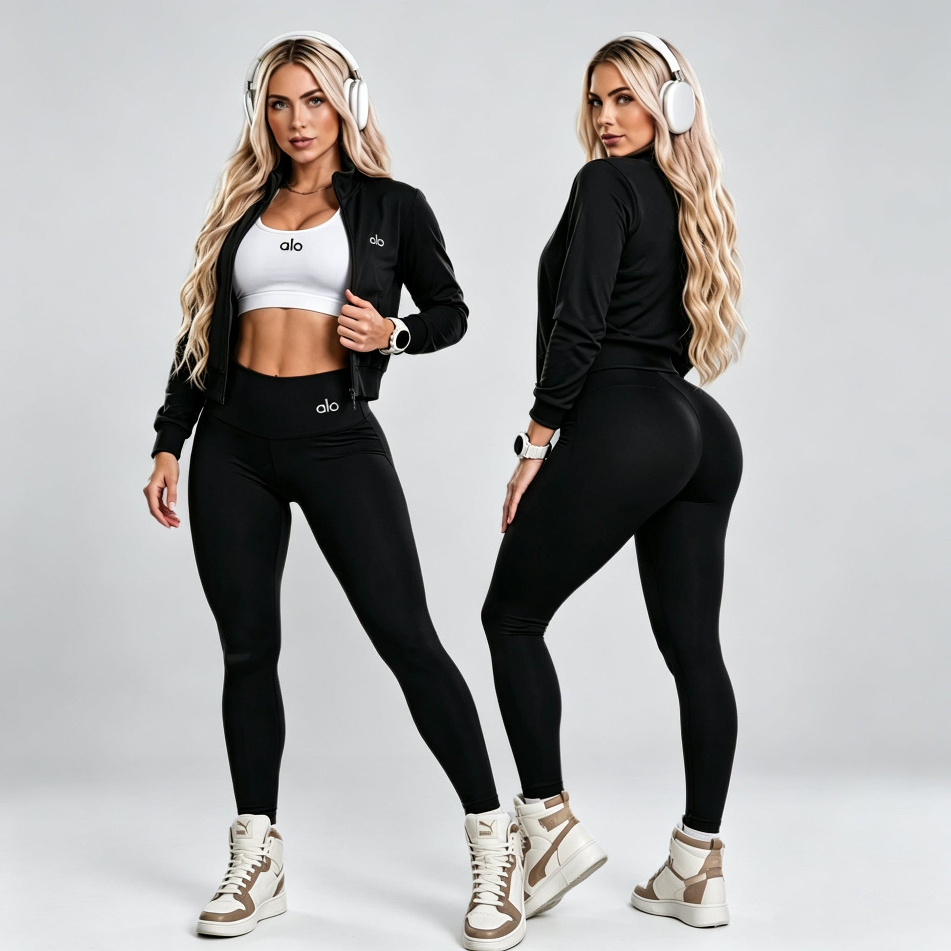 Embroidered Three-Piece Yoga Outfit for Activewear
