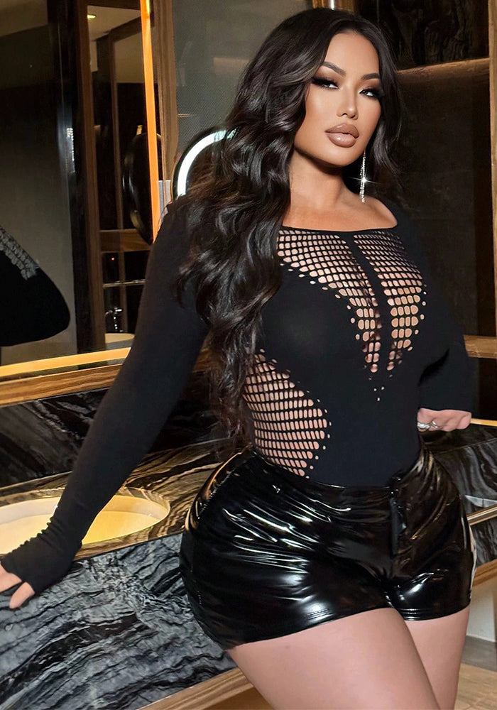Rhinestone Patchwork See-Through Hollow-Out Bodycon Dress for Summer