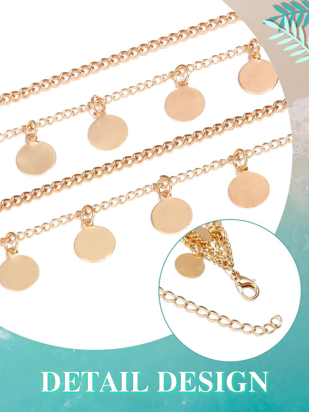 Aethers & Co A14 Nicute Boho Sequin Leg Chain Gold Layered Body Chain Tassel Rave Party Thigh Chain Body Accessories for Women and Girls