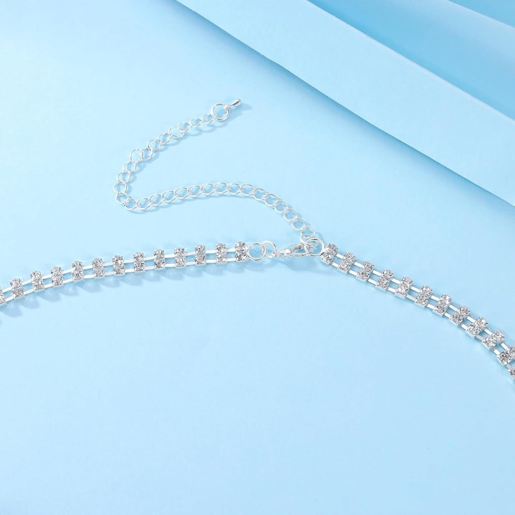 Aethers & Co A18 Rhinestone Chest Chain Bra Body Jewelry for Women Silver Bikini Bra Body Chains