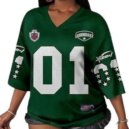 Y2K Breathable Quick-Dry Mesh V-Neck Printed Soccer Jersey