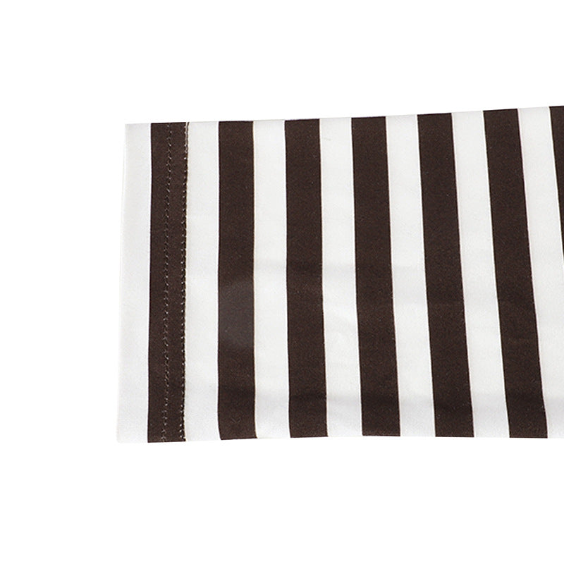 Striped V-Neck Color-Block Long-Sleeve T-Shirt