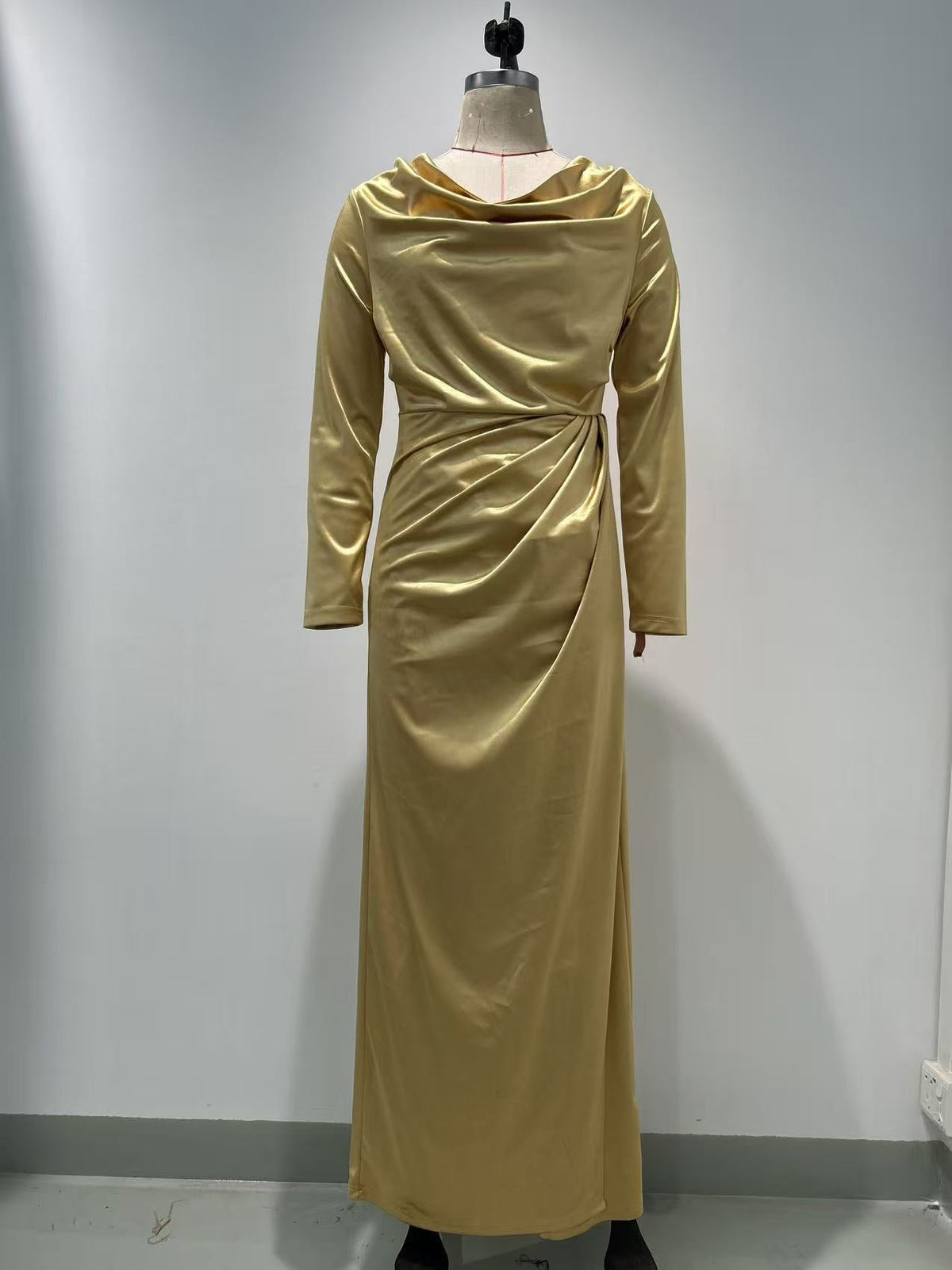 Split Slim-Waist Slim-Fit Long-Sleeve Dress for Fall Formal Parties