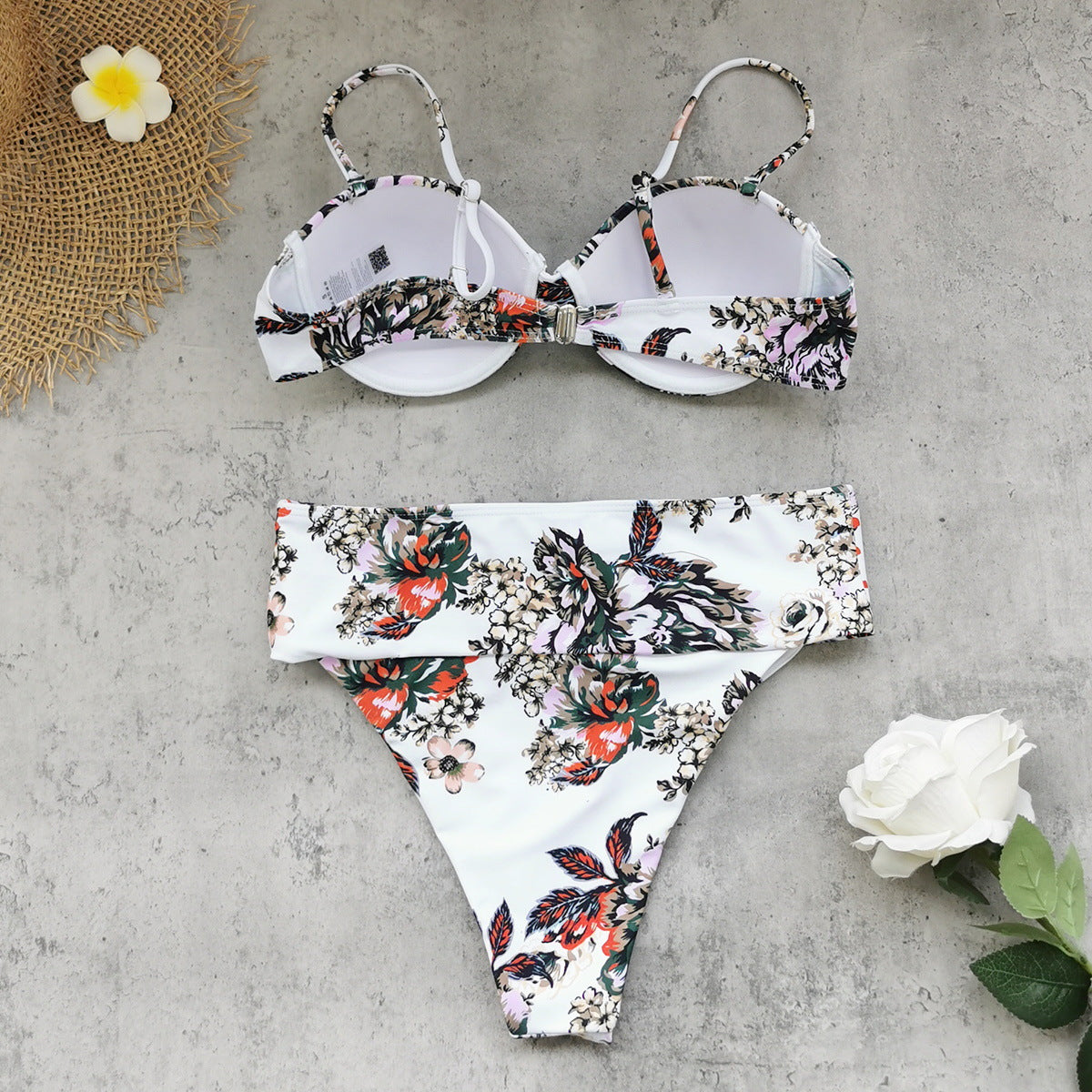 Printed Strapless Two-Piece Bikini Swimsuit for Beachwear