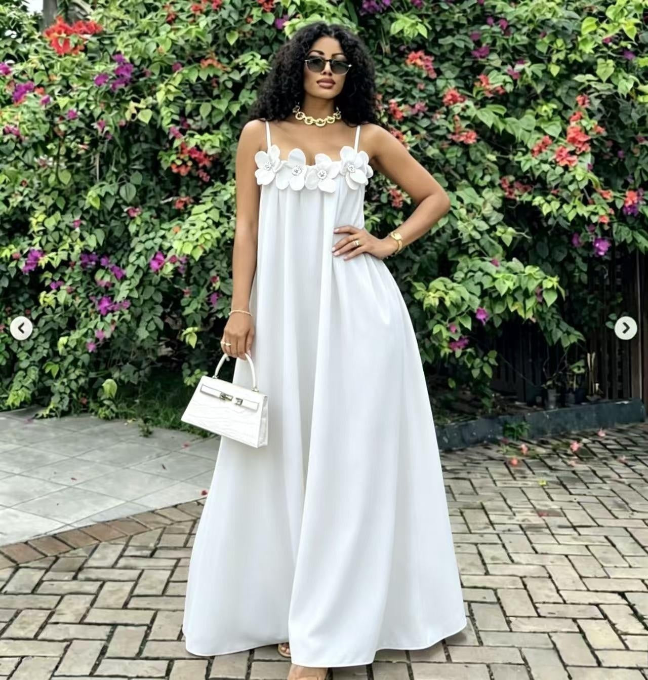 Floral Sleeveless Strap Low Back Maxi Dress for Summer Holidays