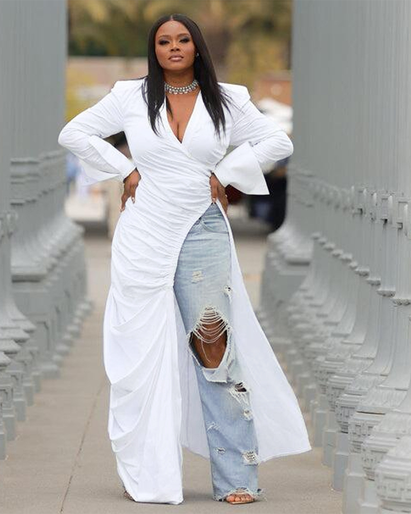 Symmetric split shirt dress