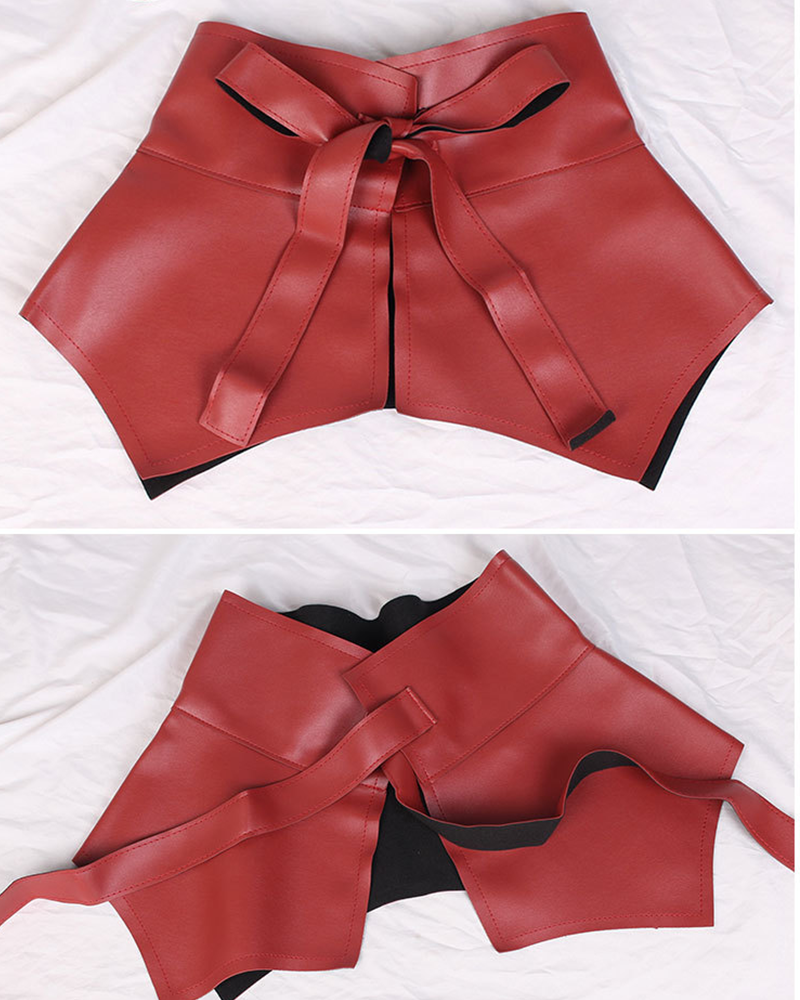 FAUX LEATHER SKIRT BELT OneSize Red