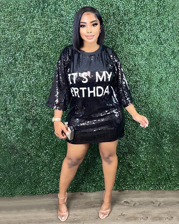 Everlee Sequin Dress Black