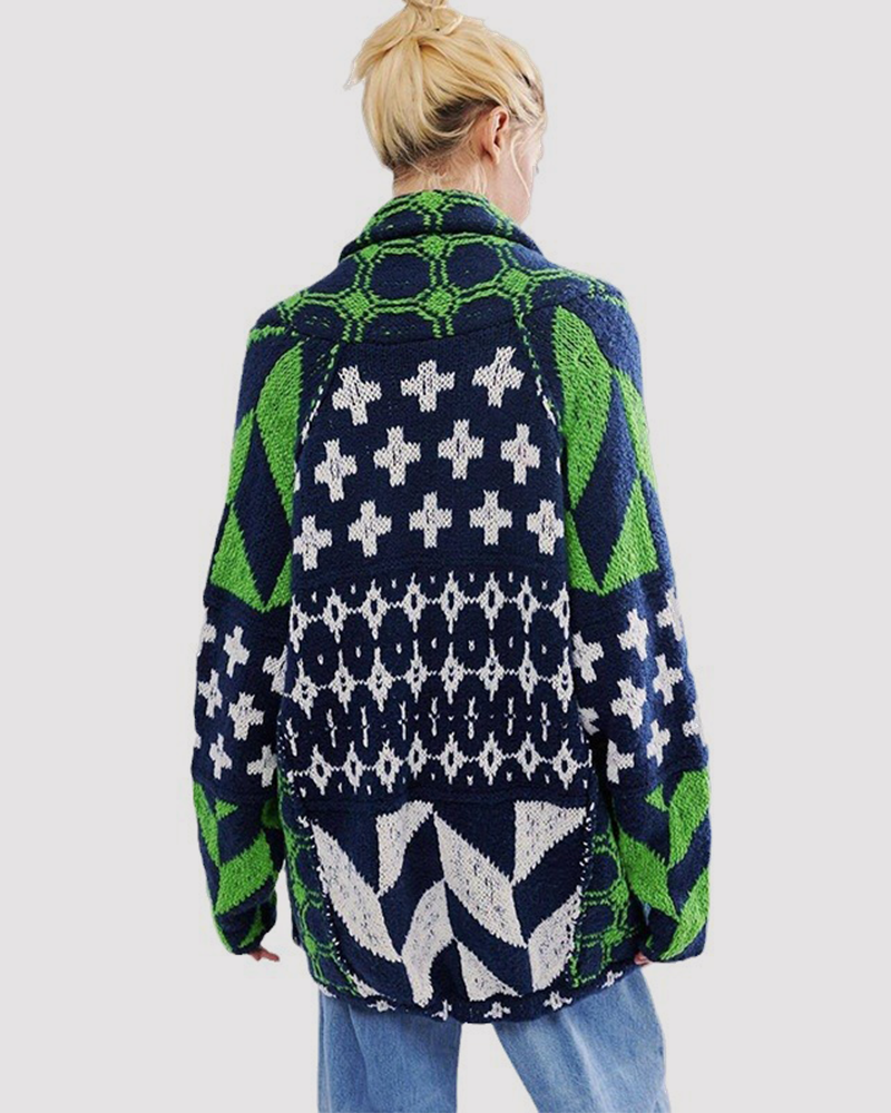 LooseFit Abstract Knit Cardigan