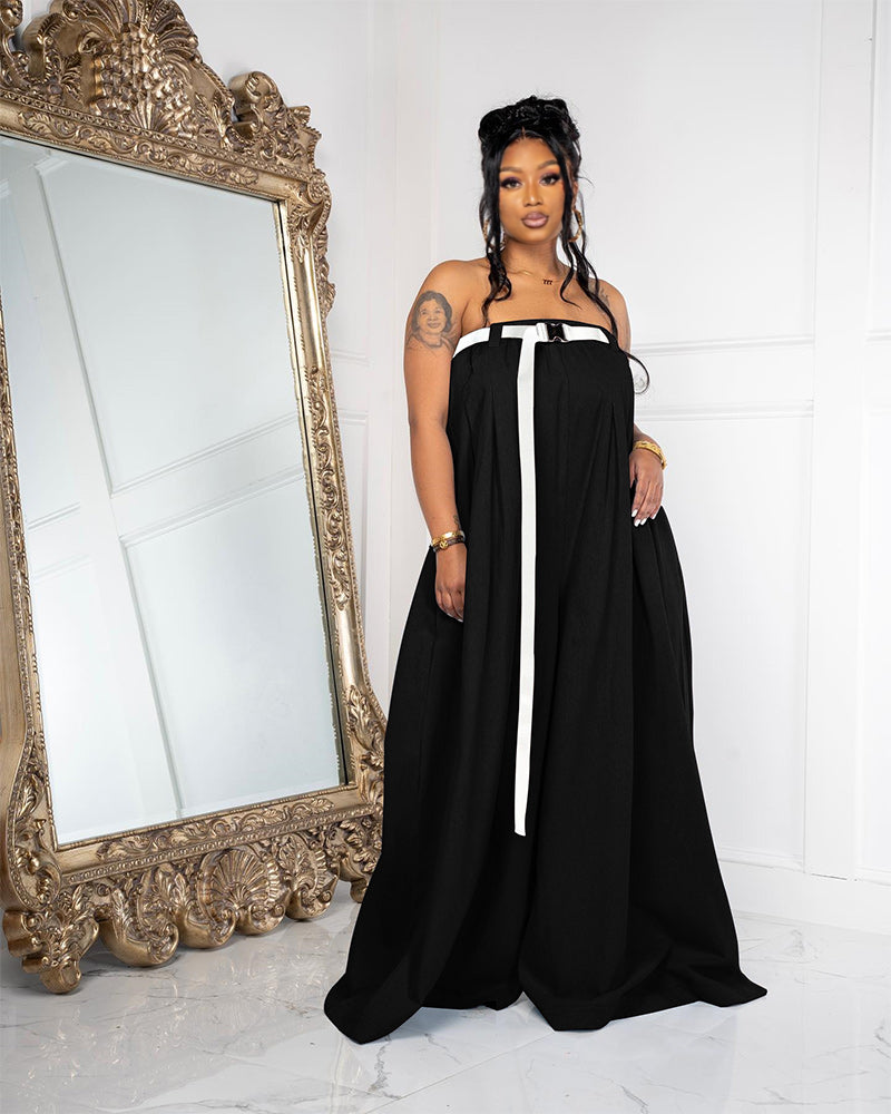Tube Oversized Drop Crotch Jumpsuit Black