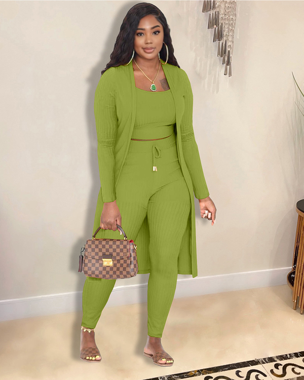 Chile 3PC Cardigan Set LIGHT GREEN