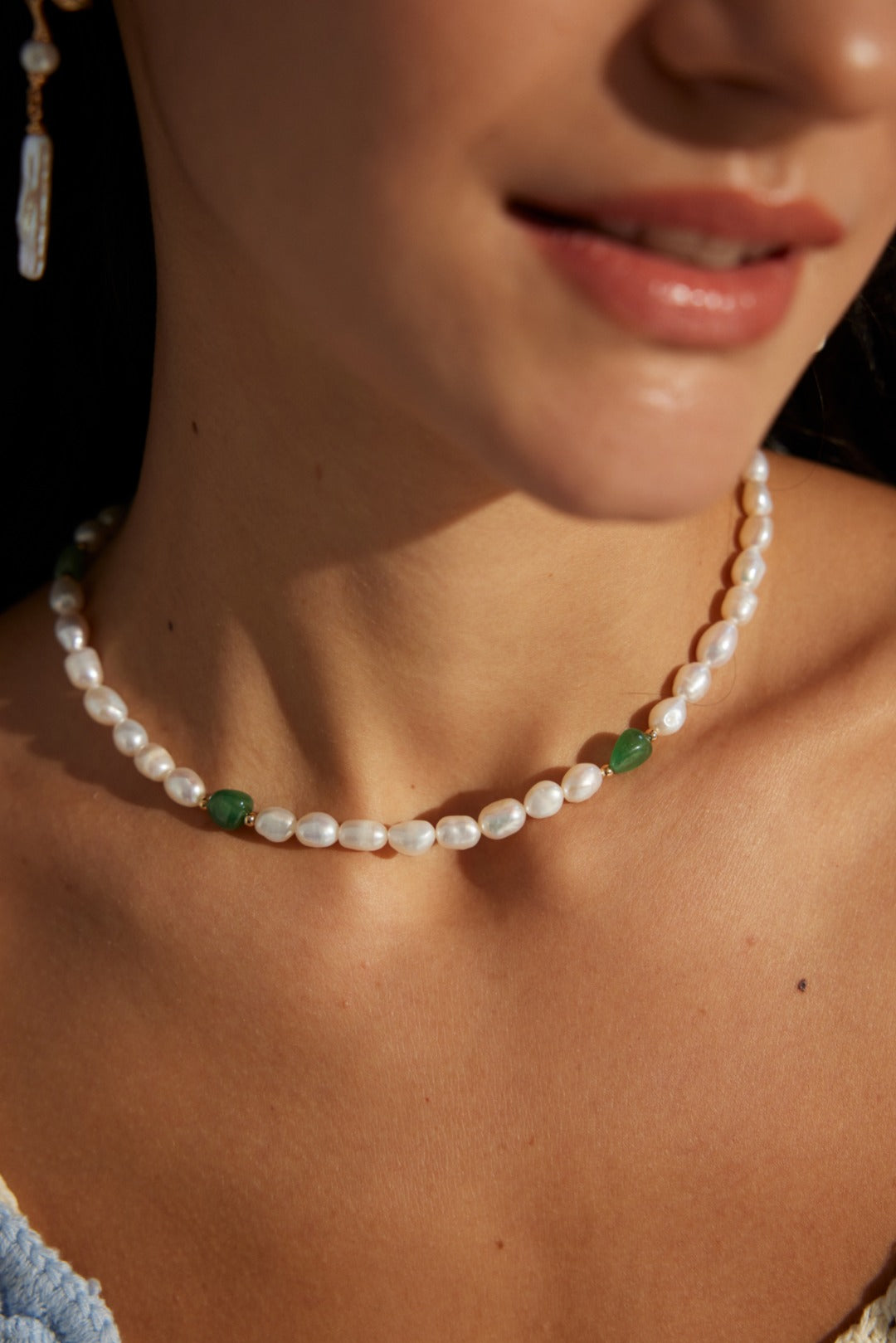 Natural Jasper Pearl Necklace