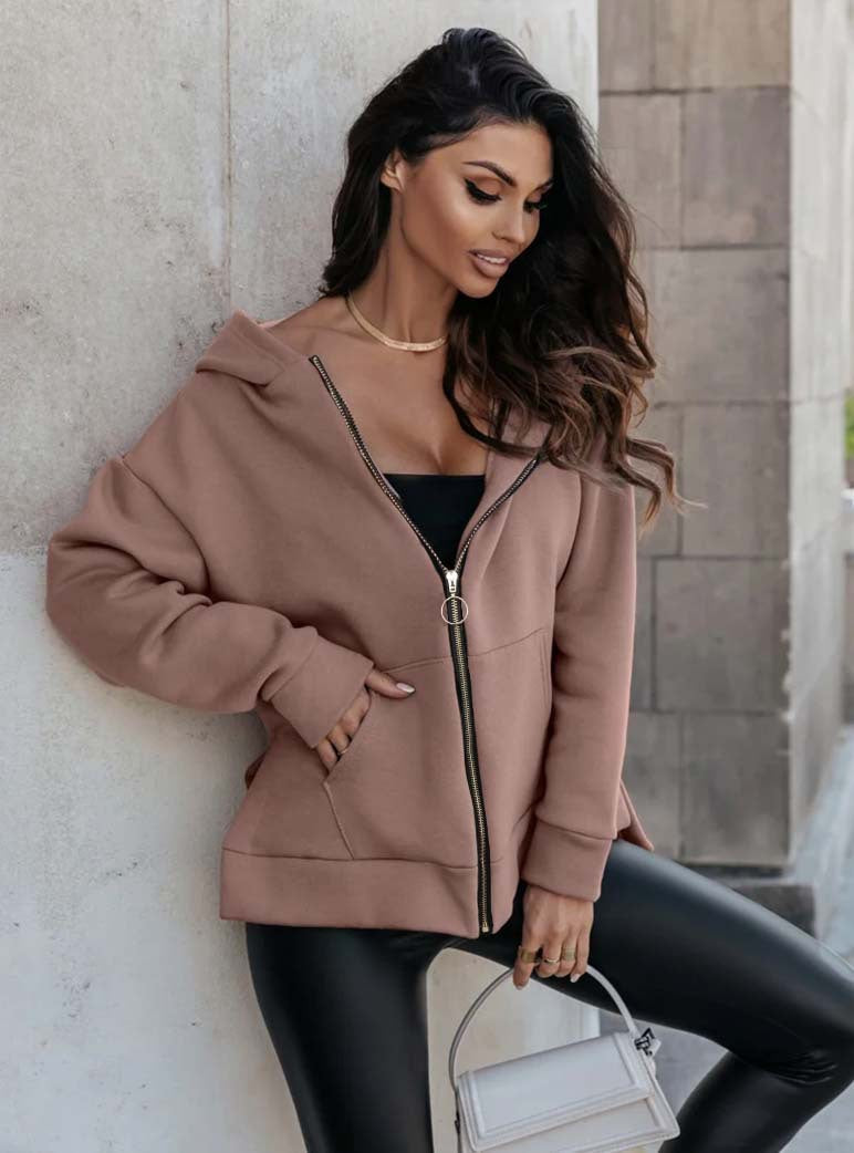Cardigan Hooded Loose Fleece Sweatshirt