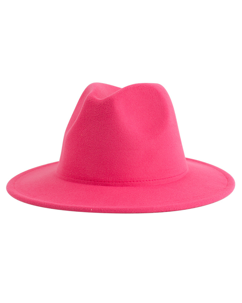 Solid Color Fedora Rose Red