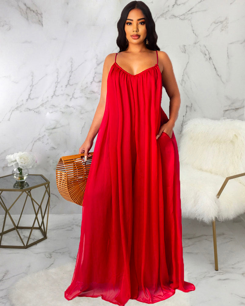 CHIFFON MAXI DRESS Red