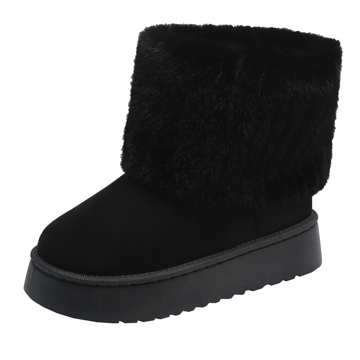 Women's Fleece-Lined Striped Decorative Snow Boots