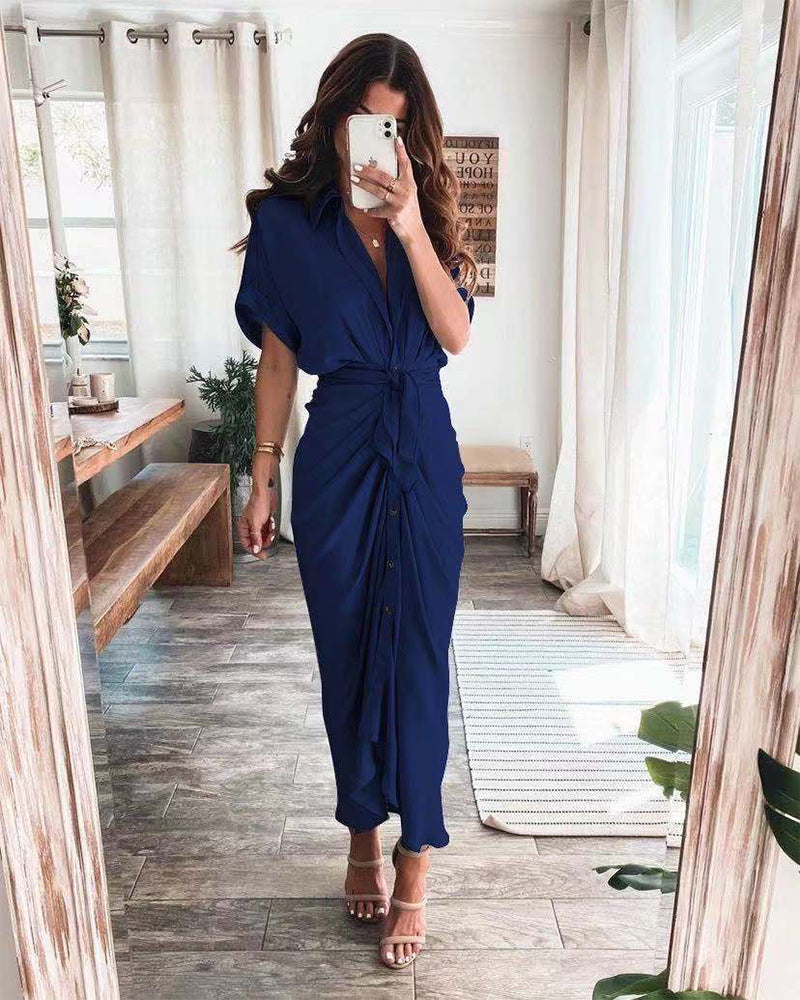fashion style maxi dress DarkBlue