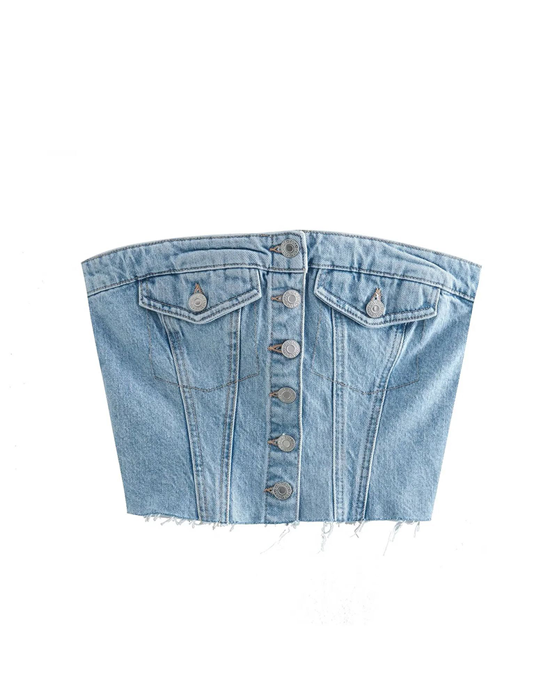 Billie Jean CORSET Crop Top Light Blue