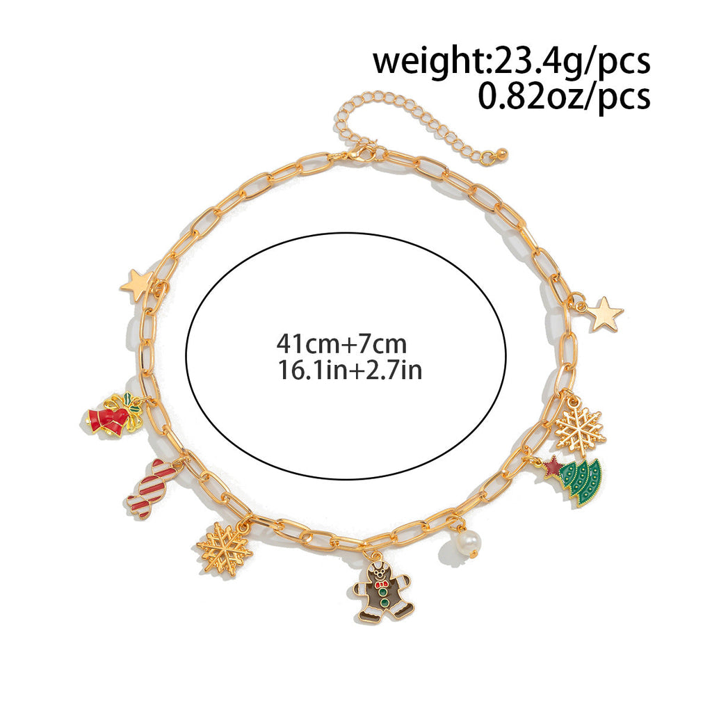Christmas Fashion Bell Christmas Tree Necklace Set