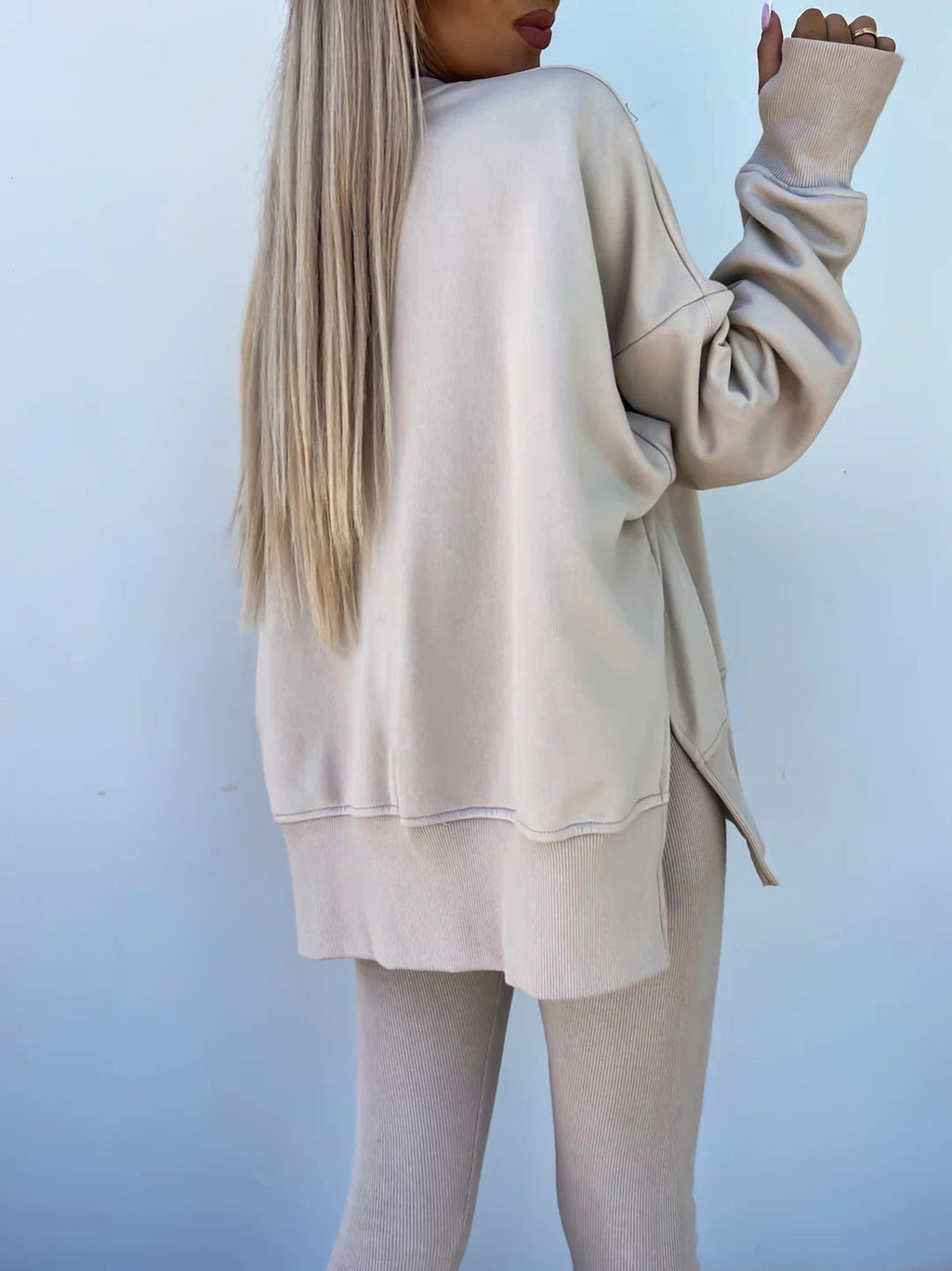 Casual Skinny Pants Loose Sweatshirt Set