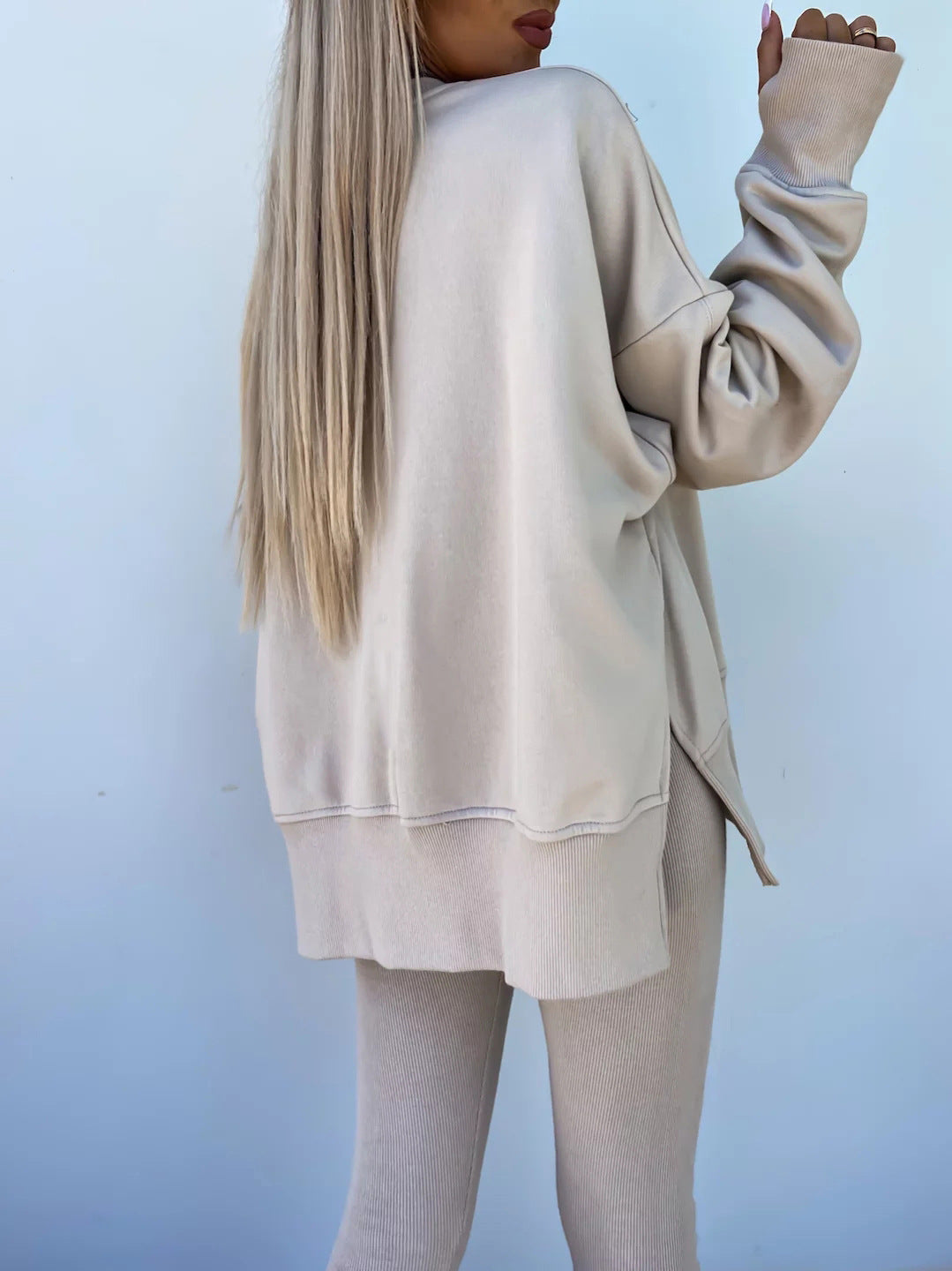 Casual Skinny Pants Loose Sweatshirt Set