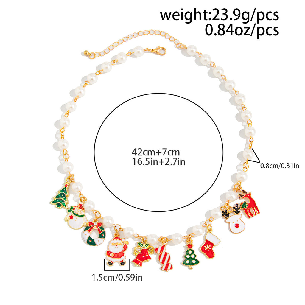 Christmas Snowman Reindeer Candy Pendant Necklace