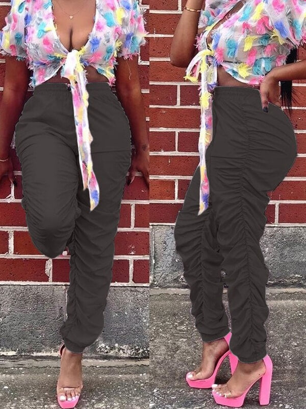 Einfarbige, gerüschte Hose – Ausverkauf