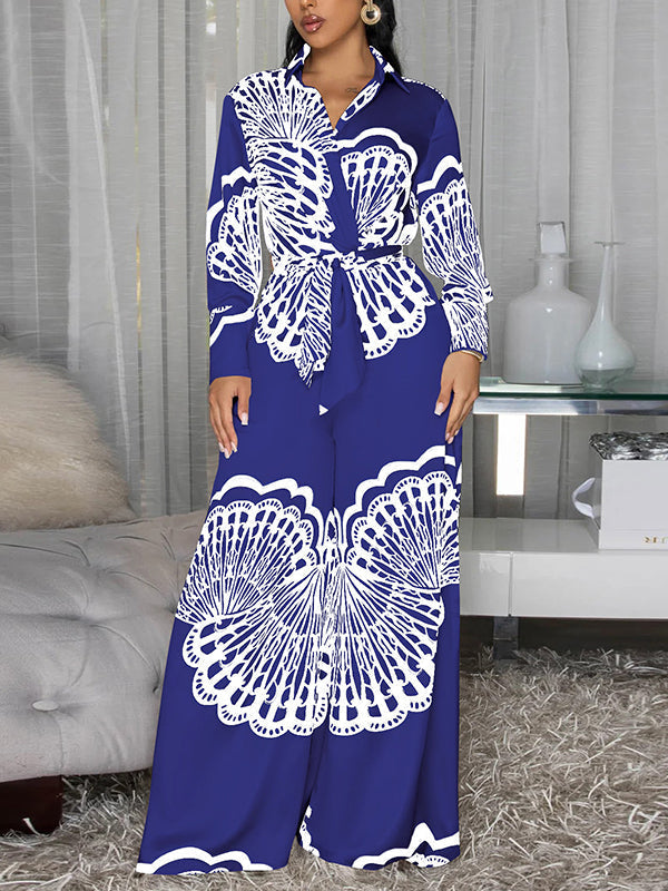 Bedruckter Jumpsuit mit Bindeband